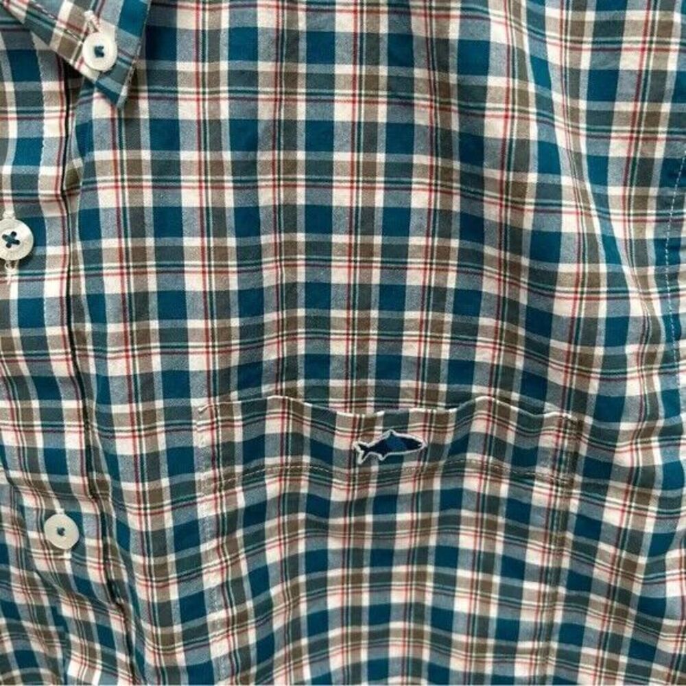 Fish Hippie‎ Tailored Fit Teal Plaid Long Sleeved Button Down size Medium